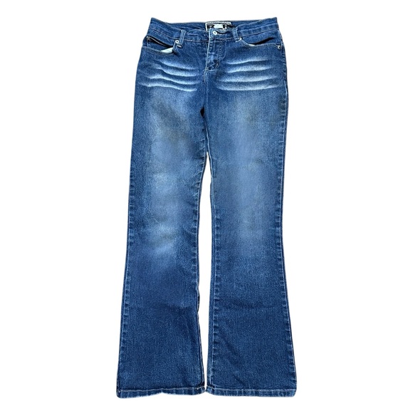 Vintage Y2K Women’s R4R Rave Flare Blue Denim Streetwear Jeans Size 5